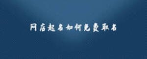 網(wǎng)店起名如何免費取名