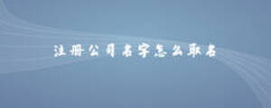 注冊(cè)公司名字怎么取名