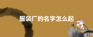 服裝廠的名字怎么起