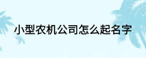 小型農機公司怎么起名字