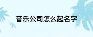 音樂(lè)公司怎么起名字