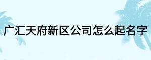 廣匯天府新區公司怎么起名字