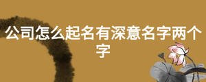 公司怎么起名有深意名字兩個(gè)字