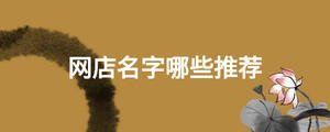 網(wǎng)店名字哪些推薦
