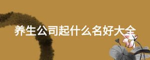 養(yǎng)生公司起什么名好大全
