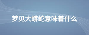夢(mèng)見(jiàn)大蟒蛇意味著什么