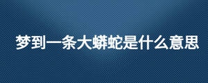 夢(mèng)到一條大蟒蛇是什么意思