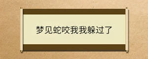夢(mèng)見(jiàn)蛇咬我我躲過(guò)了